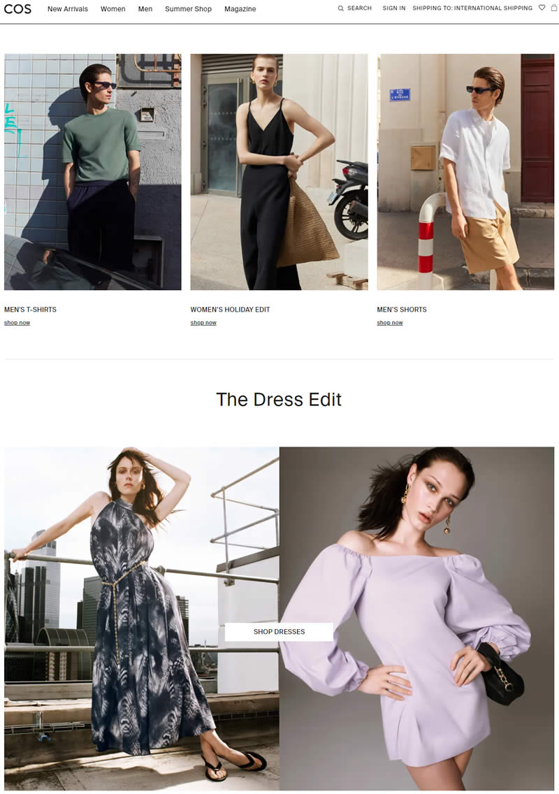 COS时装品牌美国官网首页