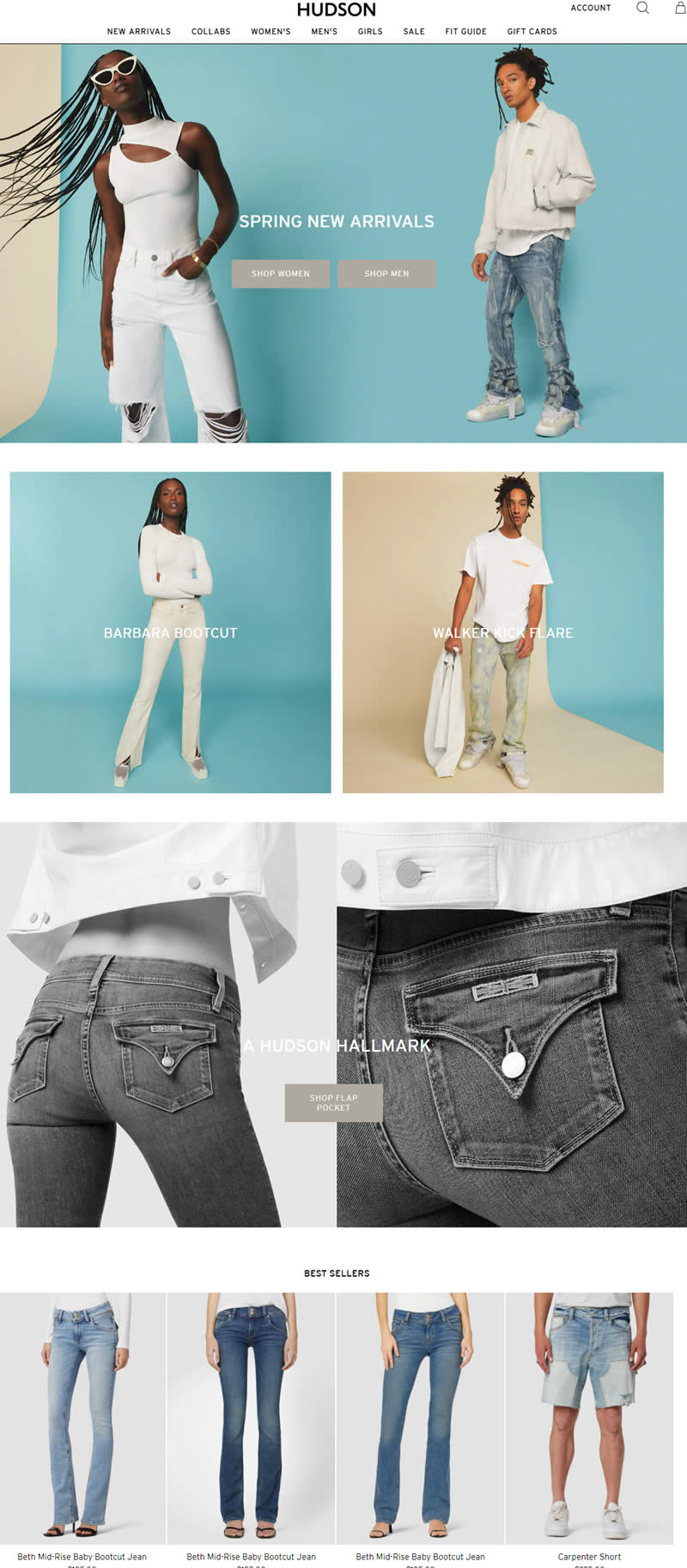 Hudson Jeans高端牛仔时装美国官网首页